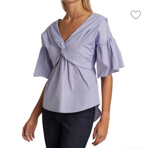 CINQ À SEPT Carolyn Bell-Sleeve Twist-Front Top - Picture 3 of 12